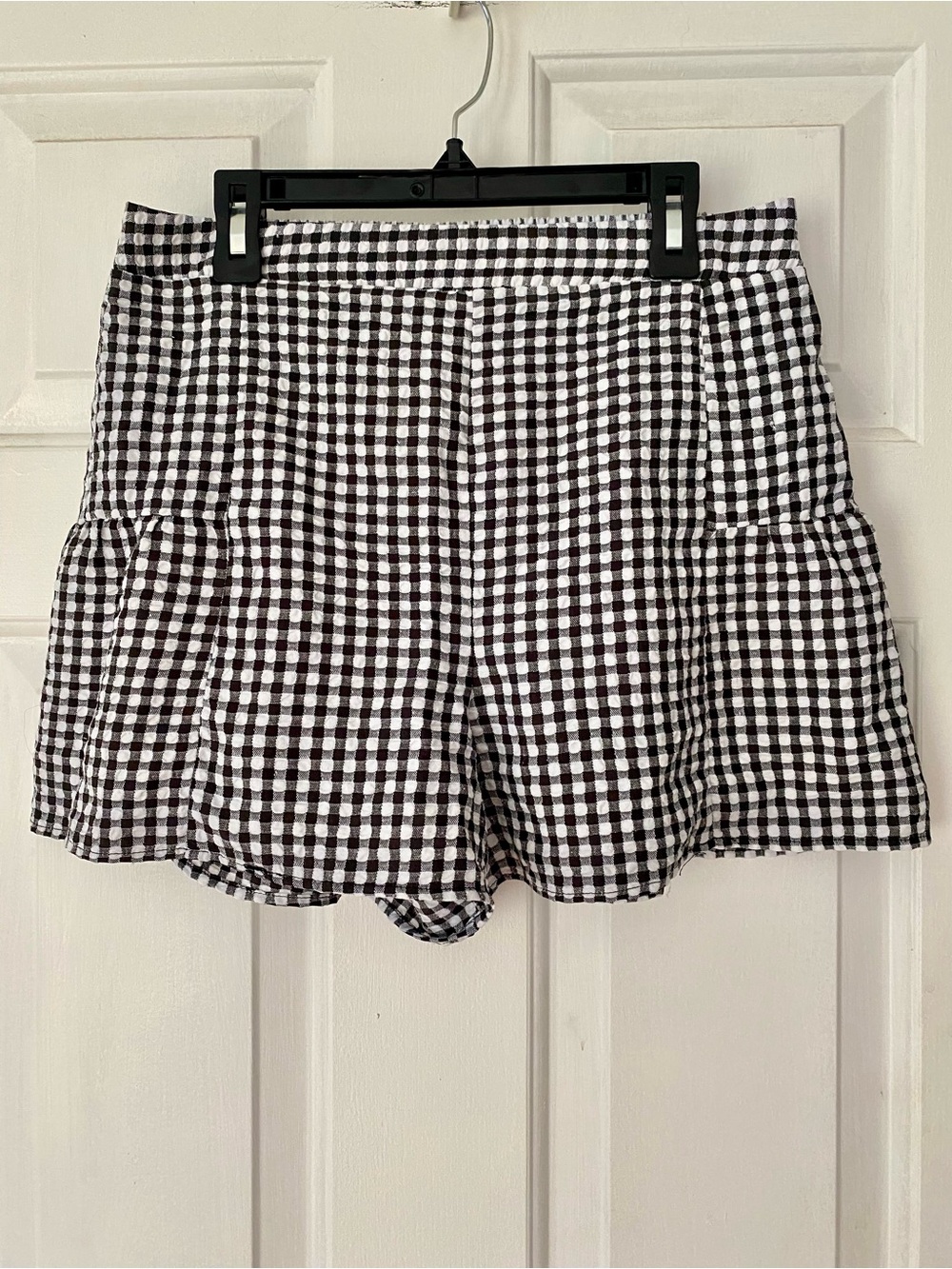 Bwear Black & White Gingham Ruffle Hem High-Waist Shorts
